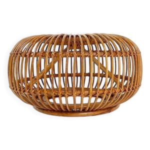 Pouf en rotin vintage moderne du milieu du siècle dans le style d'Albini 1960s