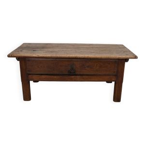 Table basse rustique en châtaignier de style ferme espagnole du XVIIIe siècle