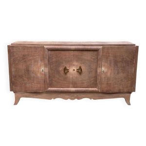 Buffet enfilade art déco 4 portes rénové en bois de chêne brut 200cm