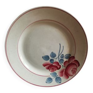 Assiette vintage decor main motif fleur H. B. C. M