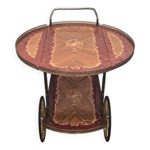 Desserte bar à roulettes 1960 marqueterie