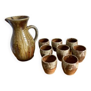 Service à orangeade en terre cuite et gré