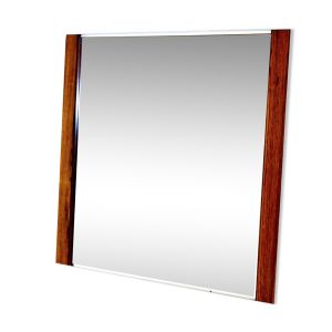 Miroir en palissandre et métal, suède, 1960, 80cm x 80cm