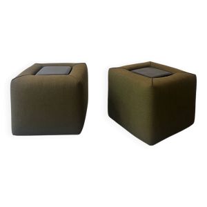 Paire de chevet Cinna en mousse et plexiglas fumé, Ligne Roset 1970