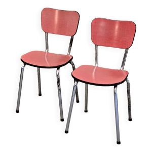Paire de chaises en formica rose