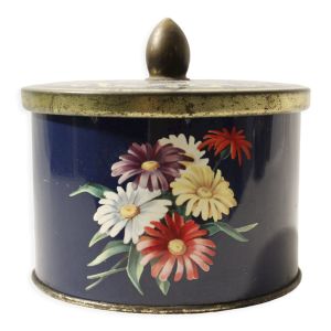 Boîte métallique ancienne ronde décor fleuri - ''Côte d'Or