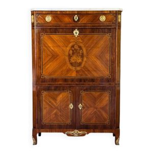 Secrétaire à abattant Louis XVI en placage de bois de rose et bois de violette, XVIIIe siècle
