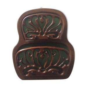 Range courrier scandinave en bois sculpté des années 60-70