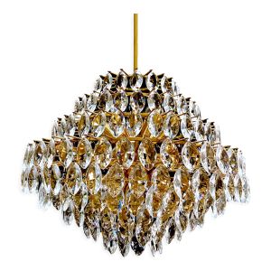 Lustre Vintage XXL Luxe Doré Or Fin et Cristal, années 60 70