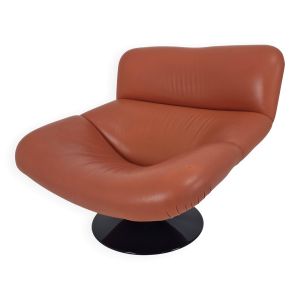 Fauteuil lounge Artifort F518 par Geoffrey Harcourt en cuir, années 1970
