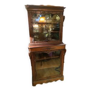 Meuble deux corps en retrait et en vitrine argentier en palissandre des Indes vers 1850/60