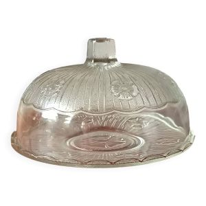 Cloche à fromage et son plateau, plat en verre transparent avec cloche,1960