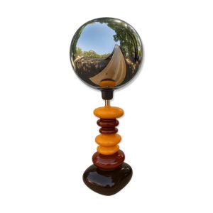 Lampe galet, abat-jour chromé