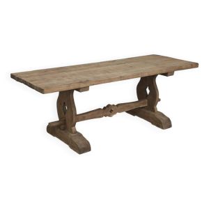 Grande table de monastère en orme 19 ème plateau massif
