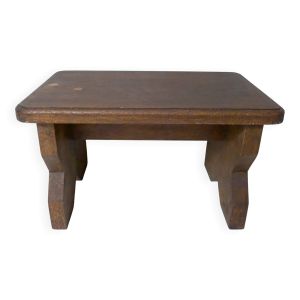Ancien petit banc en bois chêne massif marche pied vintage