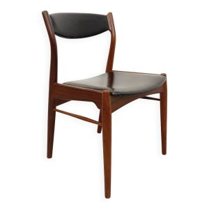Chaise scandinave vintage en teck et skai des années 50 60