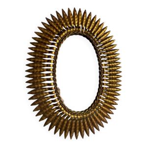 Miroir Soleil en fer forgé des années 50 Italien
