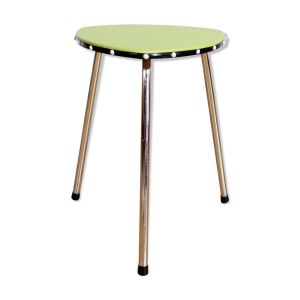 Tabouret vintage vert et chrome