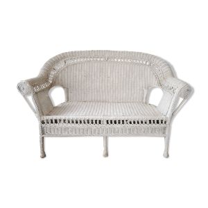 Banquette en rotin blanc