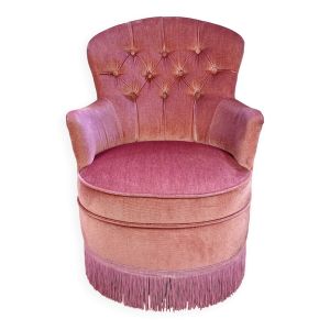 Fauteuil crapaud rose vintage