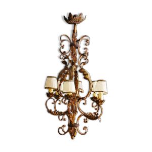 Lustre cage en fer forgé, rustique, fin XlXème début XXème