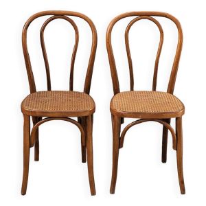 Paire de chaises de bistrot style Thonet en cannage bois courbé- 1930s