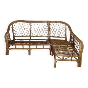 Canapé d'angle rotin vintage