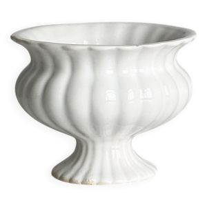 Petit cache-pot ou coupe sur pied en céramique blanche