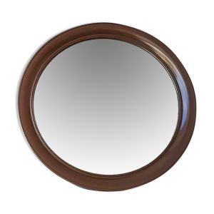 Miroir brun rond en plastique années 80 diamètre 35cm