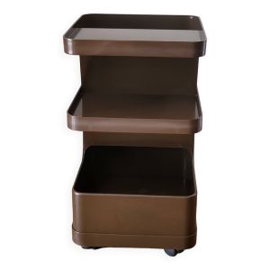 Desserte sur roulettes Flair en plastique marron 1970 Space Age Vintage