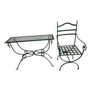Console et chaise en fer forgé