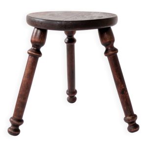 Tabouret vintage en bois à trois pieds