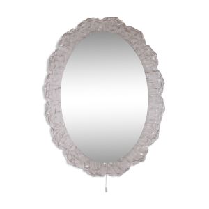 Miroir mural ovale de salle de bain avec éclairage et bord en plexiglas de Hillebrand