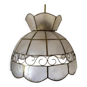 Suspension vintage en nacre et laiton