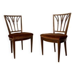 Chaises de salle à manger ou d'appoint vintage éclectiques Regency en chêne et velours en épi de blé