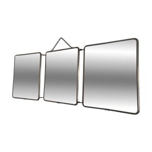 Miroir vintage 1960 triptyque barbier coiffeur citrouille - 27 x 68 cm