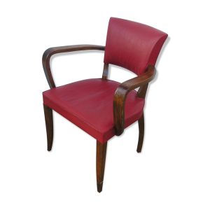 Fauteuil bridge skaï rouge, 1960