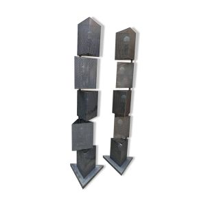 2 lampadaires totem post-moderne 80s