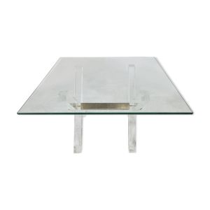 Table basse en laiton et lucite, années 1970