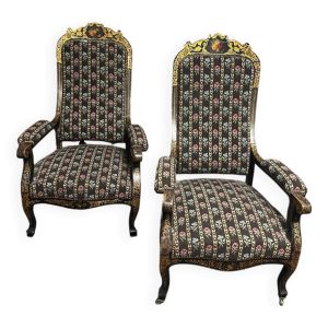 Paire de fauteuil Napoléon III style Voltaire