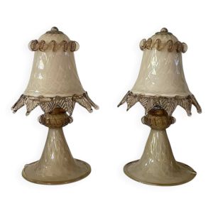 Paire de lampes de chevet en verre de Murano