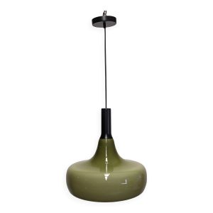 Suspension goutte d'eau XL en opaline vert olive, années 60-70