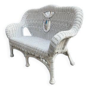 Banquette enfant en rotin vintage