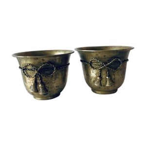 Paire de cache pot cordelette en laiton
