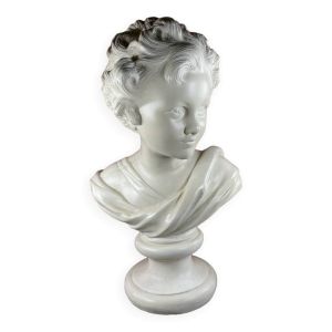 Buste de jeune garçon, sculpture en platre