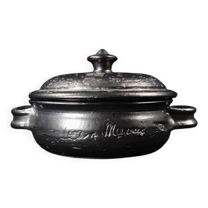 Pot avec couvercle en grès émaillée signé Jean Marais Vintage années 70s