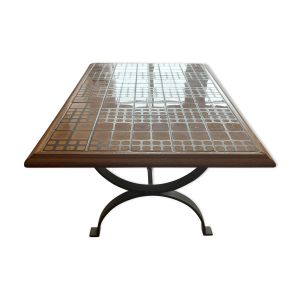 Table basse en céramique et fer forgé