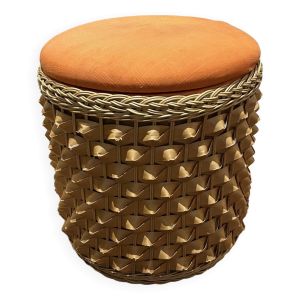 Pouf coffre en osier 1970