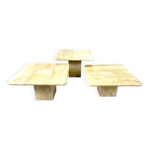 Tables gigognes ou tables d'appoint vintage en travertin, 1970