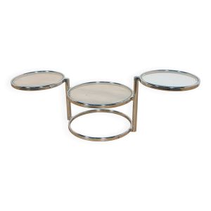 Table basse moderne en chrome et verre du milieu du siècle par Milo Baughman, États-Unis